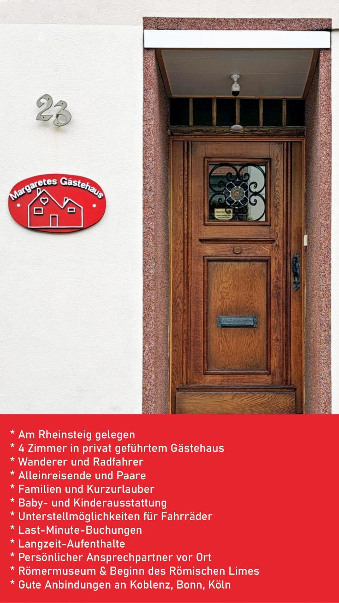 Margaretes Gaestehaus Am Rheinsteig Wanderer Radfahrer Familien Business-Reisende Wlan Gratis Rheinbrohl Exteriér fotografie